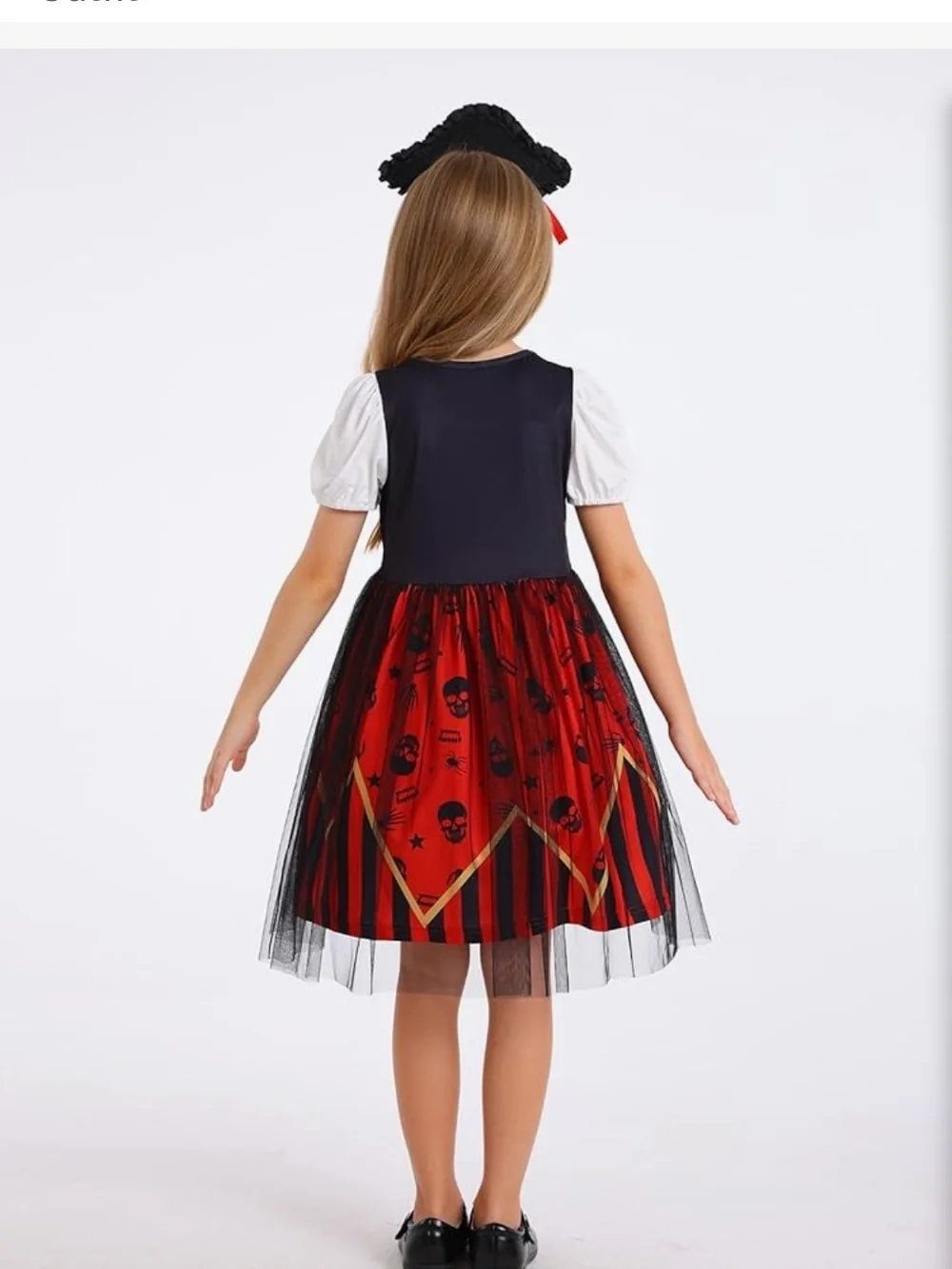 Red & Black Pirate Girl Costume Dress with Hat